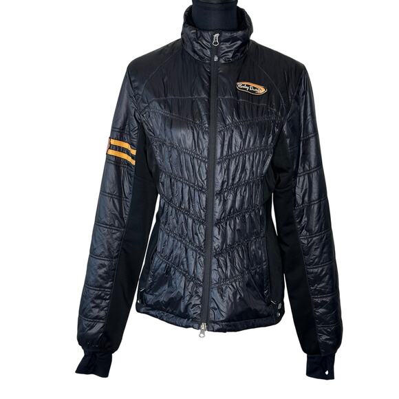 Harley-Davidson Women’s Quilted Insulated Riding Jacket Black Orange Size Large - Picture 1 of 12